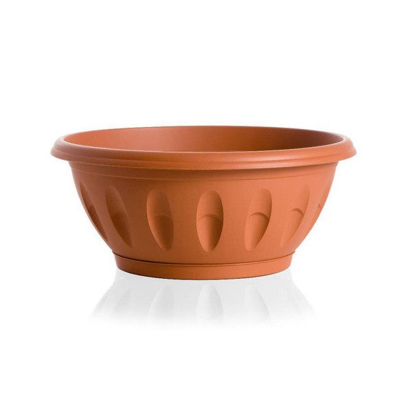 Vaso ciotola Bama Alba con sottovaso diametro 50 cm colore terracotta