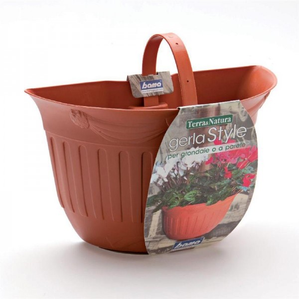 Vaso gerla a parete Bama Style set 2 pz. 26x14x16 cm colore terracotta