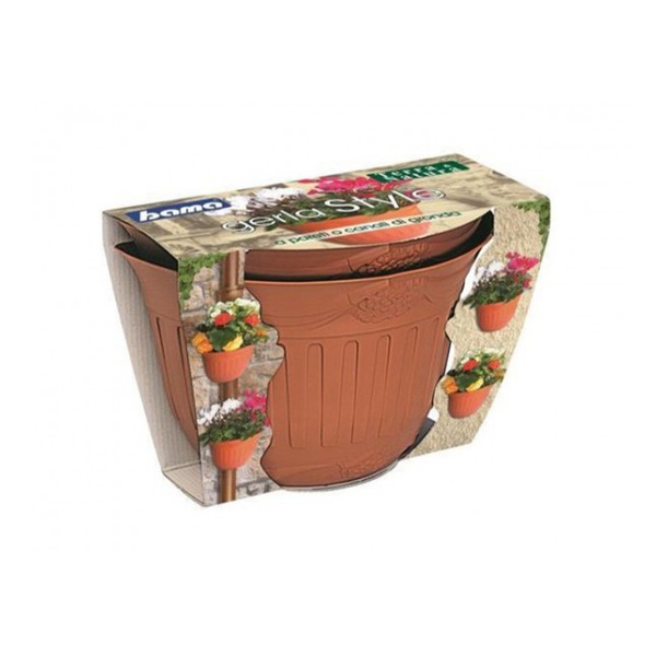 Vaso gerla a parete Bama Style set 2 pz. 26x14x16 cm colore terracotta