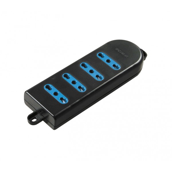 Presa quadrupla bivalente 10/16a 2p+t, imq - nero