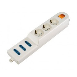 Presa sestupla con 3 uscite bivalenti 10/16a 2p+t,