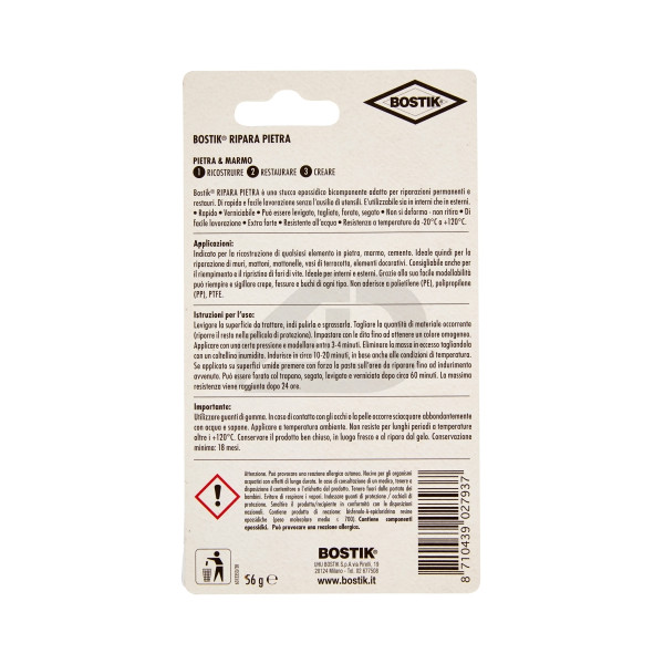 Colla bicomponente Bostik Ripara Pietra 56 grammi D7261
