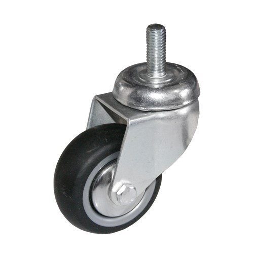 Ruota gom.nera d60 sup.rot.crom.perno 10max25