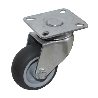 Ruota nylon-gom.grigia  d50 sup.gir.piastra 43x43