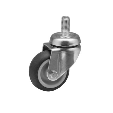 Ruota nylon gom.nera d40 sup.acc.zinc.perno 8ma