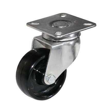 Ruota nylon nera d60 supp.zinc.girev.piastra 43x45