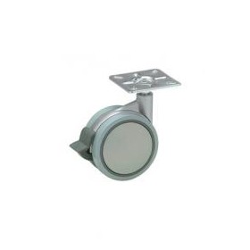 Ruota gemel.zama gomma grigia d100 piastra+freno