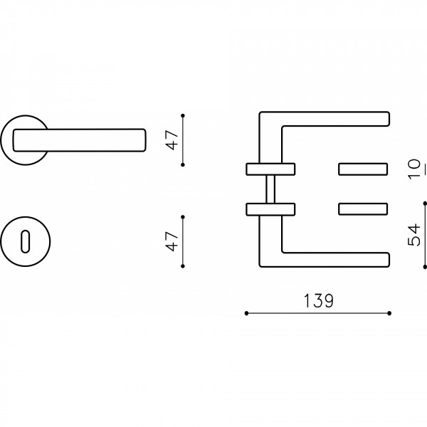 Maniglia Olivari Planet M195 con rosetta e bocchetta tonde diametro 47 mm cromato opaco per porte da interni