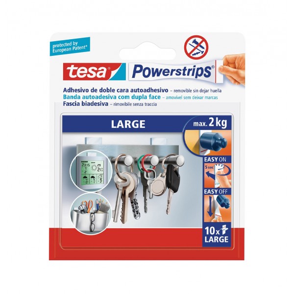 Tesa powerstrips® large 10 strisce biadesive remov