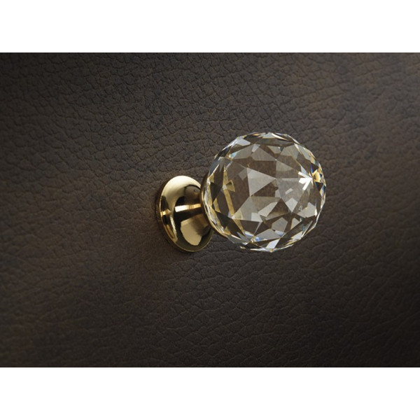 Pomolo per mobili Linea Calì Crystal Ø 40 mm oro zecchino e Swarowski trasparente