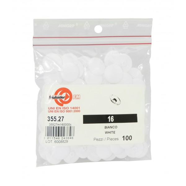 Cappucci plastica d. 16 per tx30 bianco (100 pz)