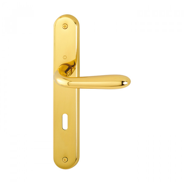Maniglia Hoppe Santiago placca interasse 70 mm ottone lucido per porte da interni