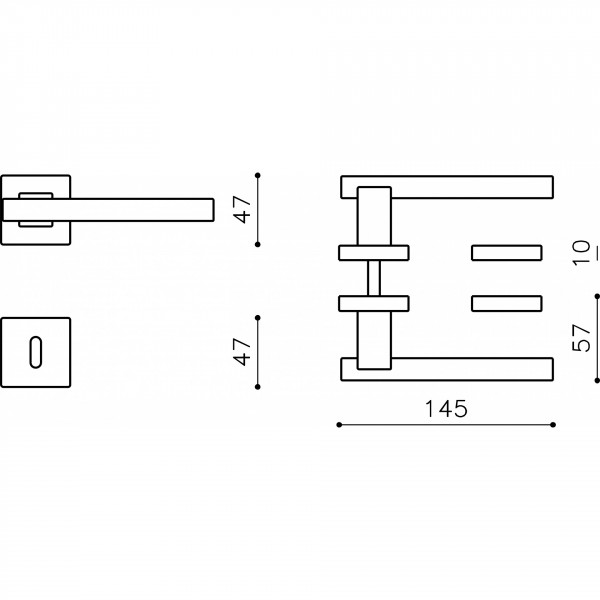 Maniglia Olivari Bios M204 con rosetta e bocchetta quadre basse 47 mm biocromo lucido per porte da interni ed esterni
