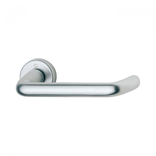 Maniglia Hoppe Paris con rosetta tonda diametro 52 mm argento per porte da interni