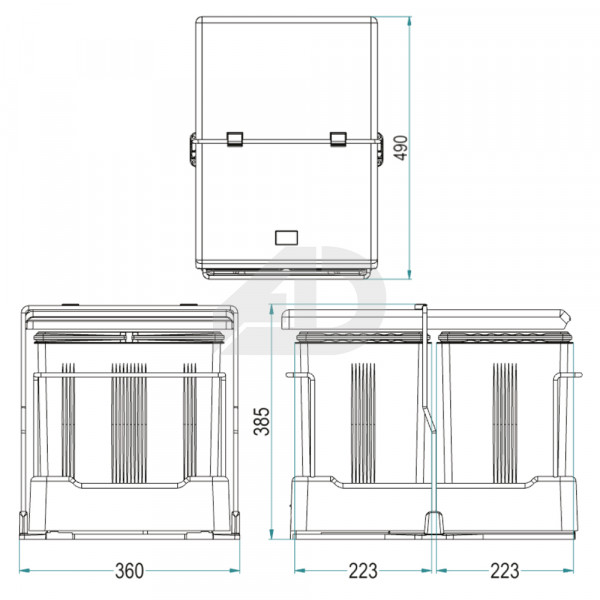 Pattumiera estraibile compresa di 2 secchi con coperchi Inoxa 97DE3