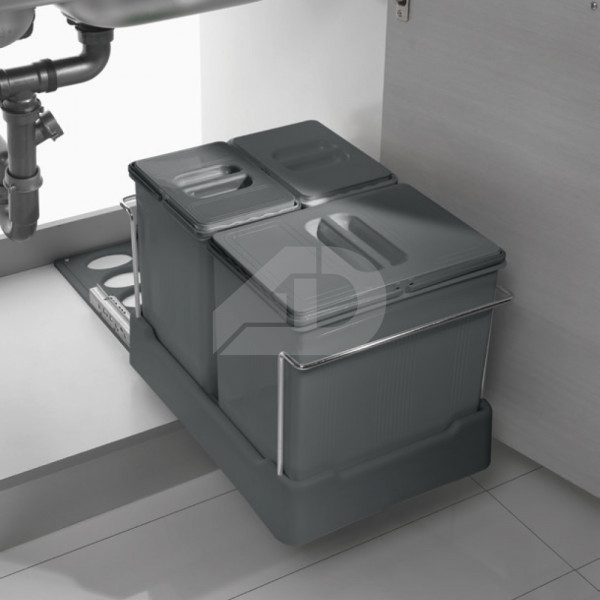 Pattumiera estraibile compresa di 3 secchi con coperchi Inoxa 97DE2