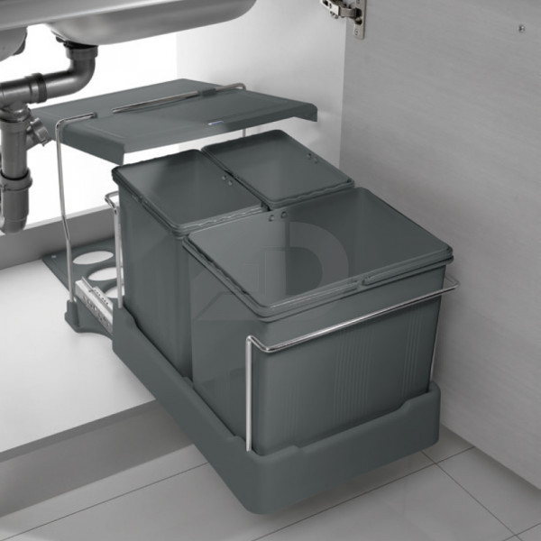 Pattumiera estraibile compresa di 3 secchi con coperchi Inoxa 97DE4