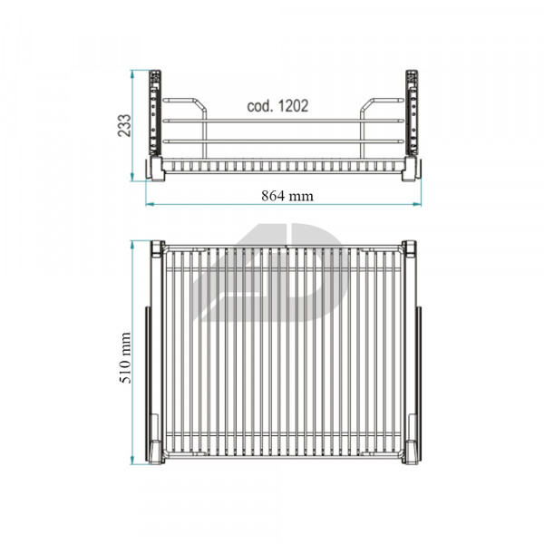 Cassetto estraibile portapentole cromato soft closing 90x50 cm Inoxa 1202Y9050