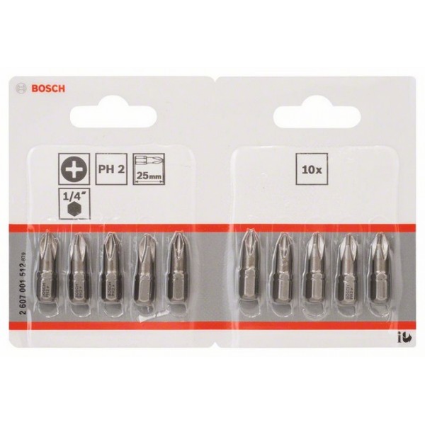 Set inserti phillips ph2 att. 1/4&quot; l 25 mm (10 pz)