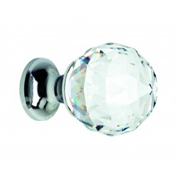 Pomolo crystal tondo d. 30 cromo lucido / sw trasp