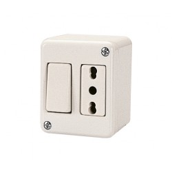 Deviatore unipolare 10a + presa bivalente 10/16a 2