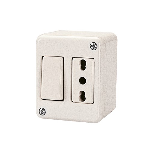 Deviatore unipolare 10a + presa bivalente 10/16a 2