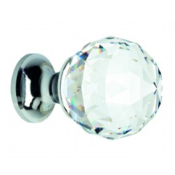 Pomolo crystal tondo d. 40 cromo lucido / sw trasp