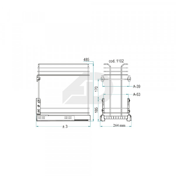 Cestello estraibile portabottiglie con due ripiani cromati 30 x 50 cm Inoxa 1102Y30