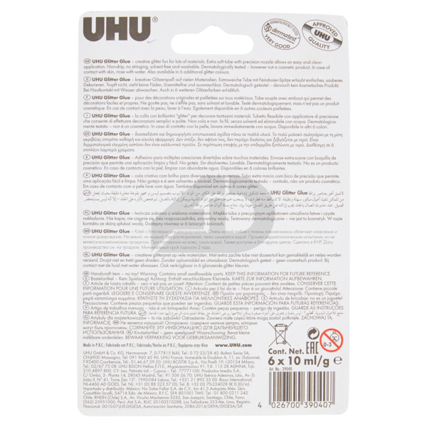 Colla glitterata UHU Glitter Glue 10 ml 6 pezzi
