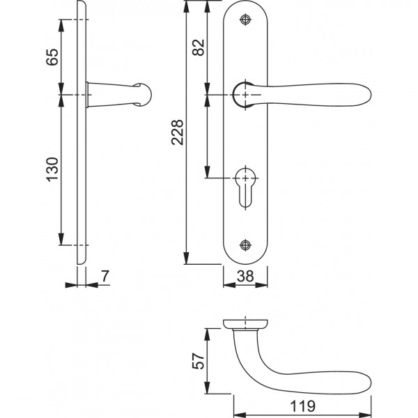 Maniglia Hoppe Santiago placca foro yale interasse 85 mm ottone lucido per porte da interni