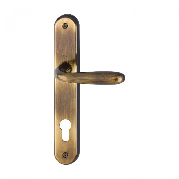Maniglia Hoppe Santiago placca foro yale interasse 85 mm ottone bronzato per porte