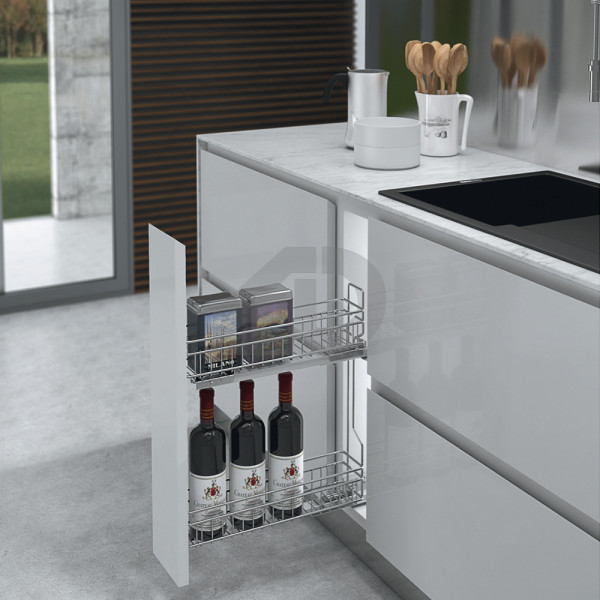 Cestello estraibile portabottiglie a due ripiani cromati Inoxa 1104Y 20x50 cm