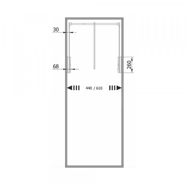 Appendiabiti saliscendi per armadio 44 - 61 cm servetto originale 2004 grigio