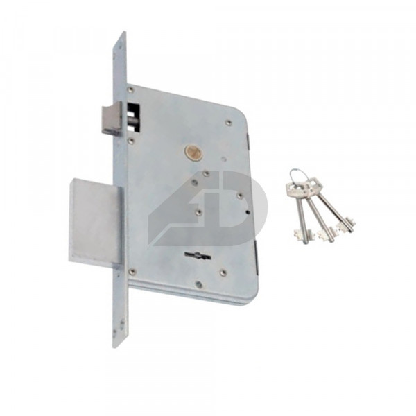 Serratura ad infilare laterale doppia mappa con scrocco SAB 005009050 nichelato