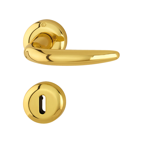 Maniglia Hoppe Atlanta con rosetta e bocchetta tonda diametro 52 mm ottone lucido per porte da interni