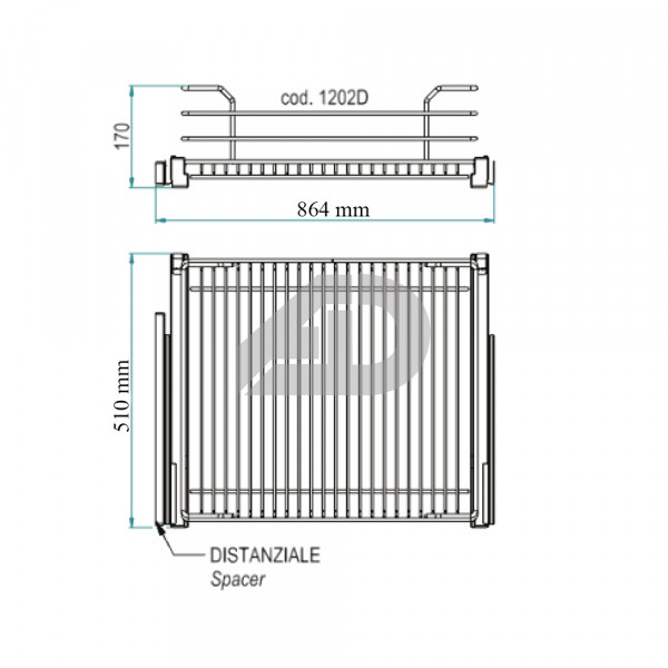 Cassetto estraibile portapentole alto con distanziali Inoxa Gold 1202DY 90x50cm