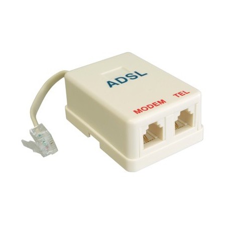 Filtro adsl con spina e due prese &quot;plug&quot; 6/2 poli,