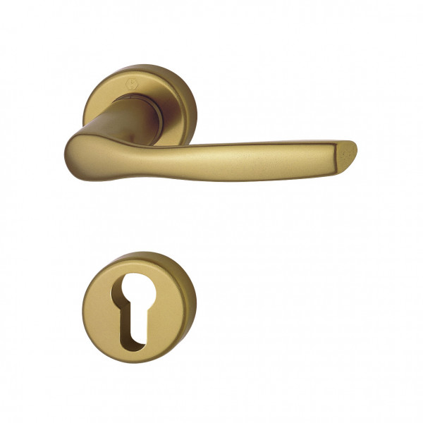 Maniglia Hoppe Milano con rosetta e bocchetta tonda foro yale diametro 44 mm bronzo per porte da interni