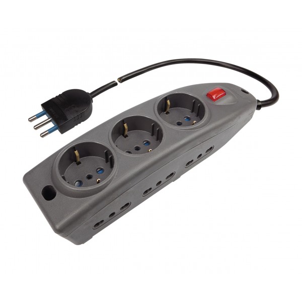Presa multipla con 6 uscite bivalenti 10/16a 2p+t,