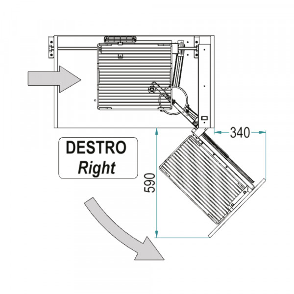 Sistema estraibile angolare basso con 4 cesti Inoxa Dynamic corner apertura destra
