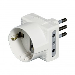 Adattatore tris 1xschuko 2x2p+t 10a colore bianco