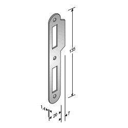 Incontro con aletta s/174 cromo rev. 20x135x1,4mm