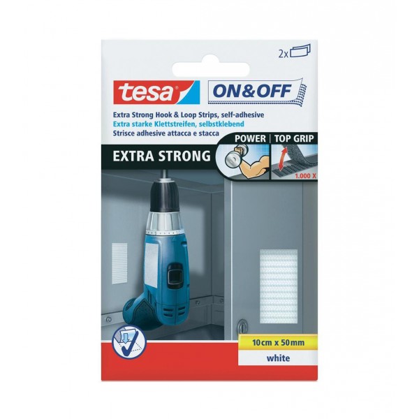 Strisce velcro extra forti 10cm x 50 mm bianco