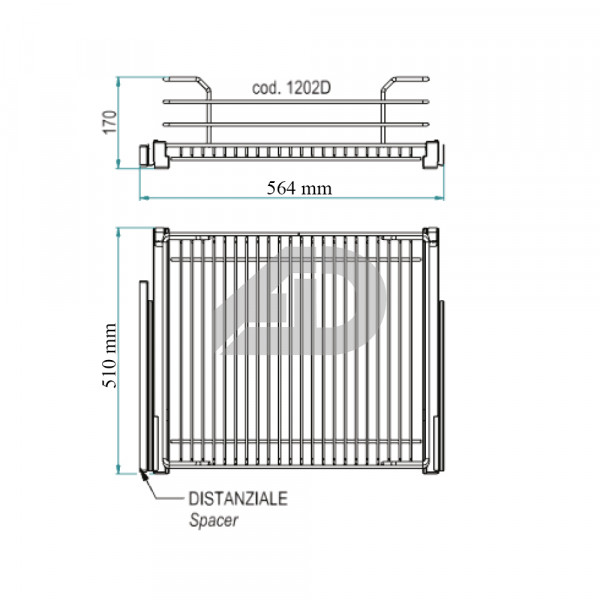 Cassetto portapentole con distanziali a estrazione manuale 60x50cm Inoxa 1202DY