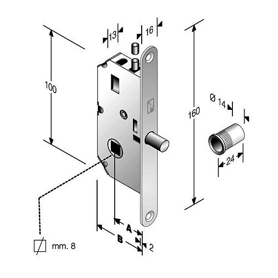 Serratura per pieghevole s/612 oro luc. rev. e.30