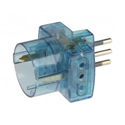 Adattatore plurist.:spina 10a 2p+t, 2 prese 10a 2p