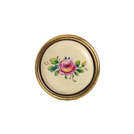 Pomolo tondo d34 porc.avorio decor.bronzo lucido