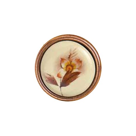 Pomolo tondo d34 porc.avorio decor.rame antico