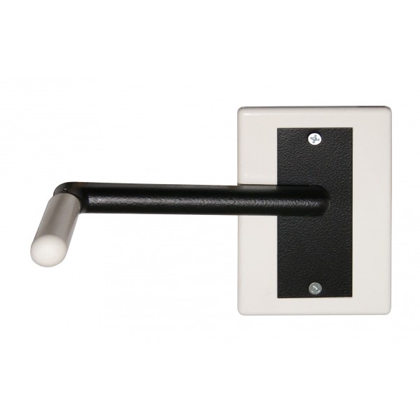 Manovella+placca ferro-plastica zincato-bianco