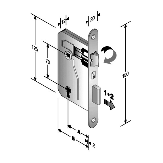 Serratura patent int.70 s/42 cromo luc. rev. e.30